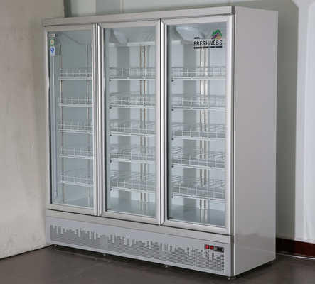 Three Glass Doors Refrigerated Stereoscopic Display Cabinet Commercial