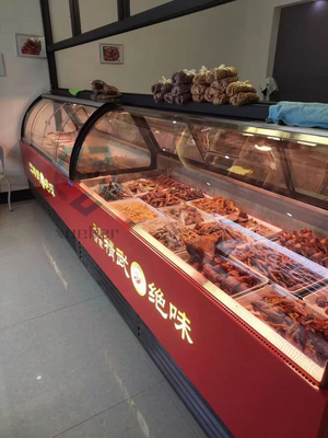 Curved Glass 2m 2.5m Deli Display Freezer Direct Cooling