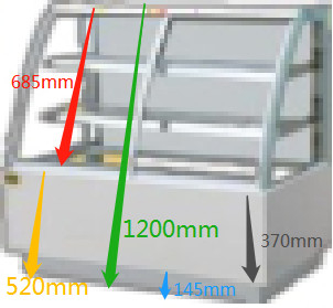Air Cooling Bakery Refrigerated Display Case 900x660x1130mm