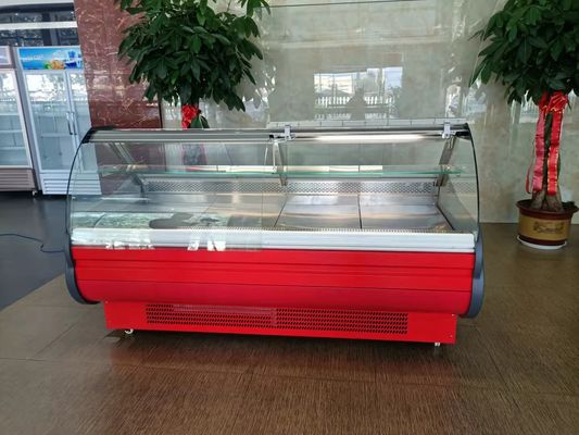 Horizontal Front Flip Glass Door Display Freezer Meat Fish Preservation Commercial