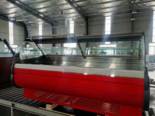 Horizontal Front Flip Glass Door Display Freezer Meat Fish Preservation Commercial