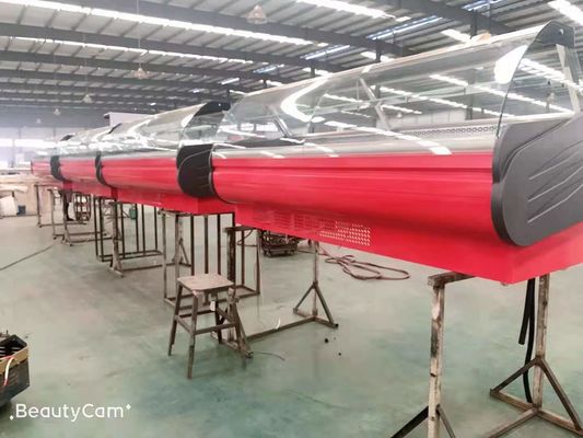 Horizontal Front Flip Glass Door Display Freezer Meat Fish Preservation Commercial